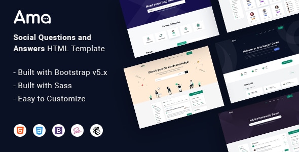 AMA – Social Questions and Answers HTML Template